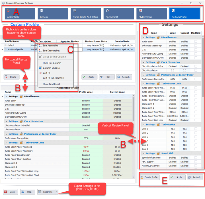 Quick CPU Advanced CPU settings