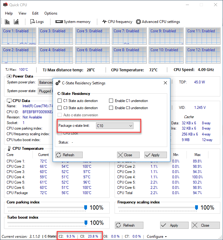 Quick CPU C-State Residency