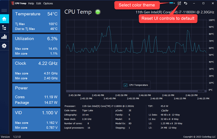 CPU Temp Monitor - Home view